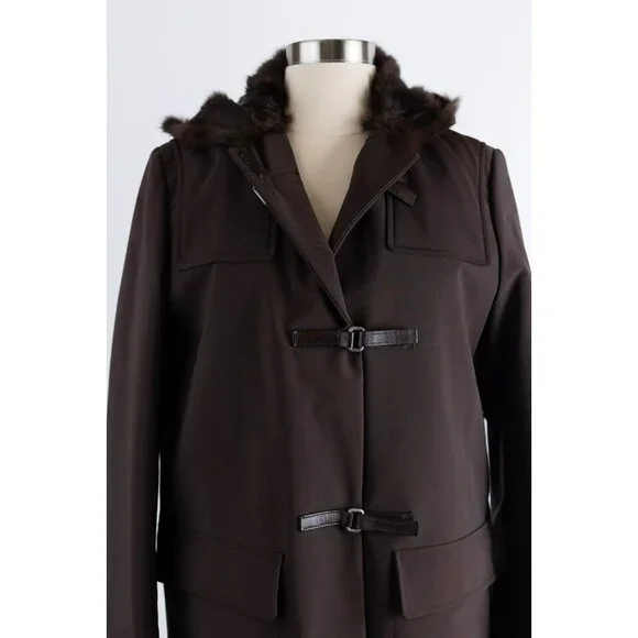 $5,900 Prada Fur Lined Coat SZ 44 Large Brown/Purple MINT